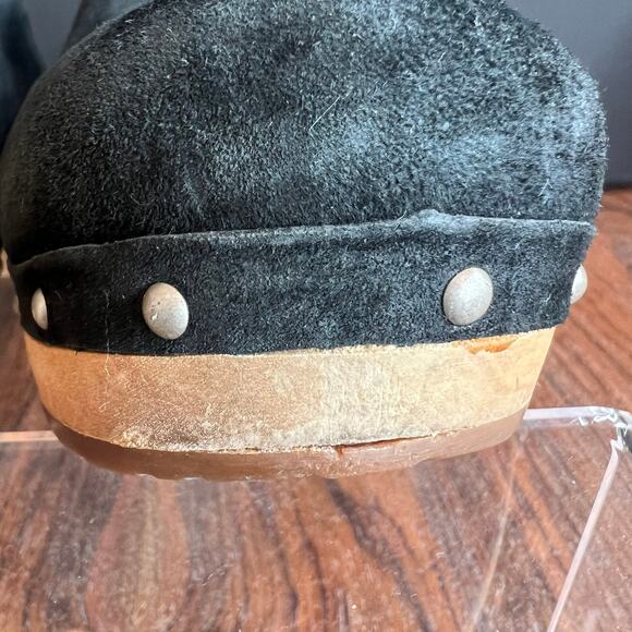 UGG Australia Black Suede Leather Studded Wood Heel‎ Platform Clogs Mules - Picture 11 of 16